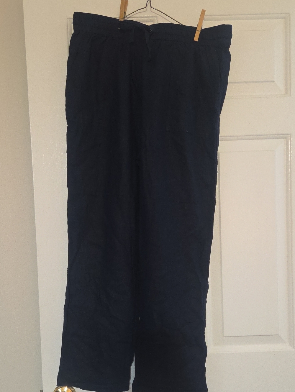 Nautica Navy Linen Blend Cropped Drawstring Pants
